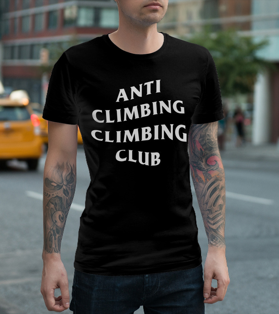 Anti Climbing Climbing Club Minimalist Text T-Shirt