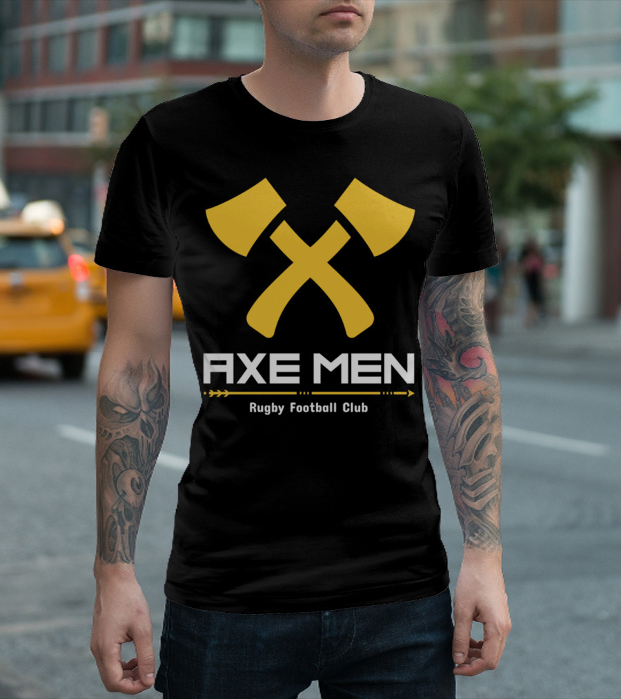 Axe Men Rugby Football Club Logo with Crossed Axes T-Shirt
