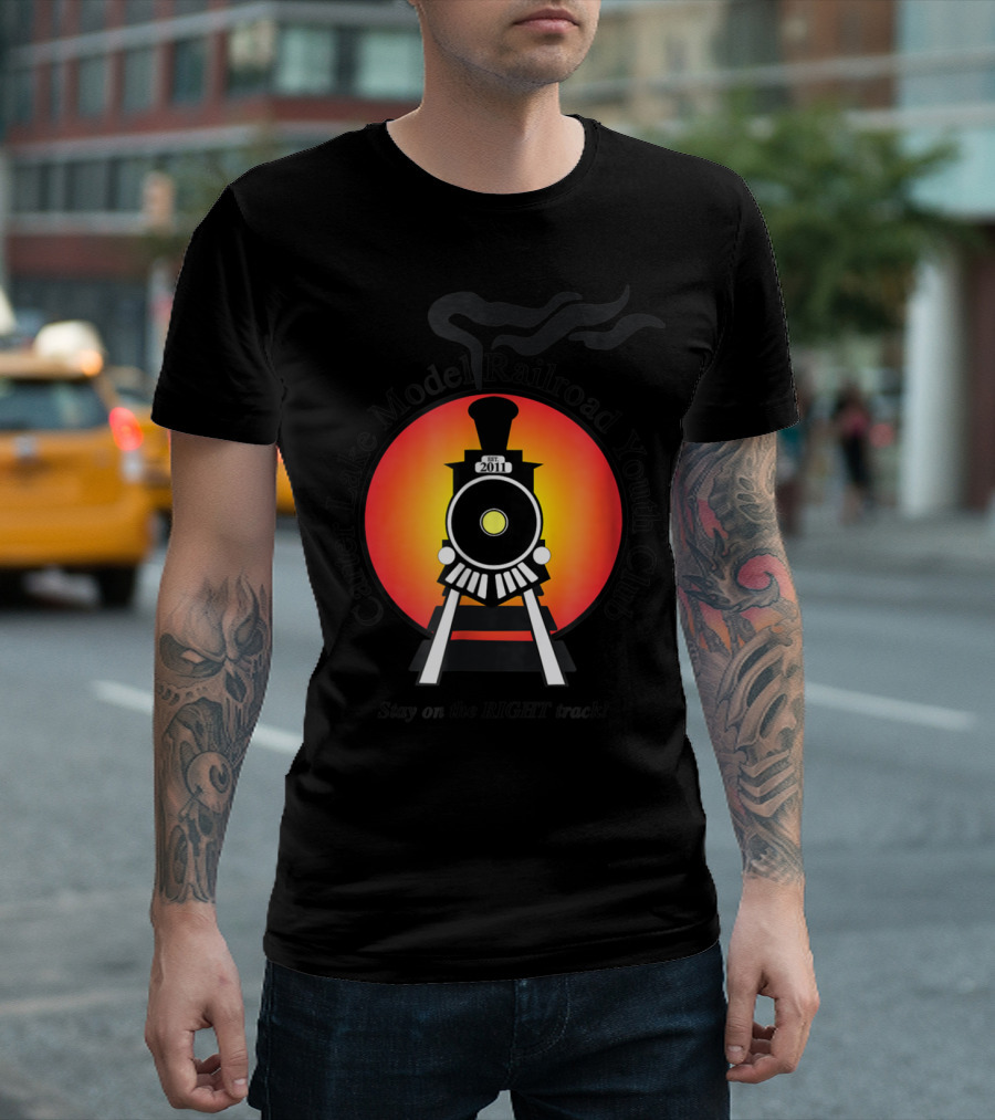 Carter Lake Model Railroad Youth Club Stay on the Right Track T-Shirt