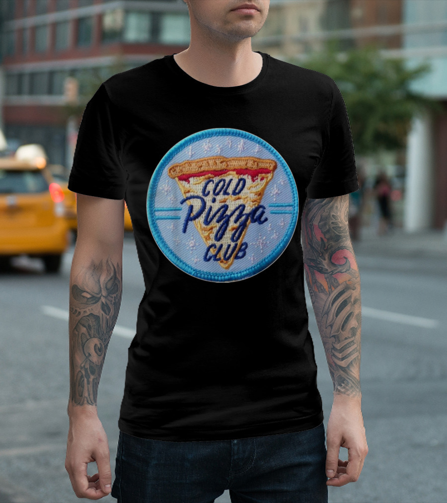 Cold Pizza Club Patch Badge Pizza Slice T-Shirt