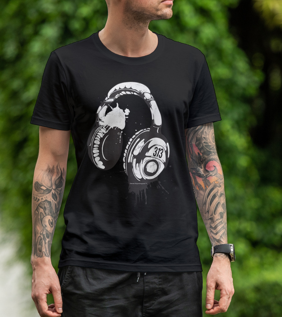 Detroit Techno 313 Headphones Festival Club Music T-Shirt