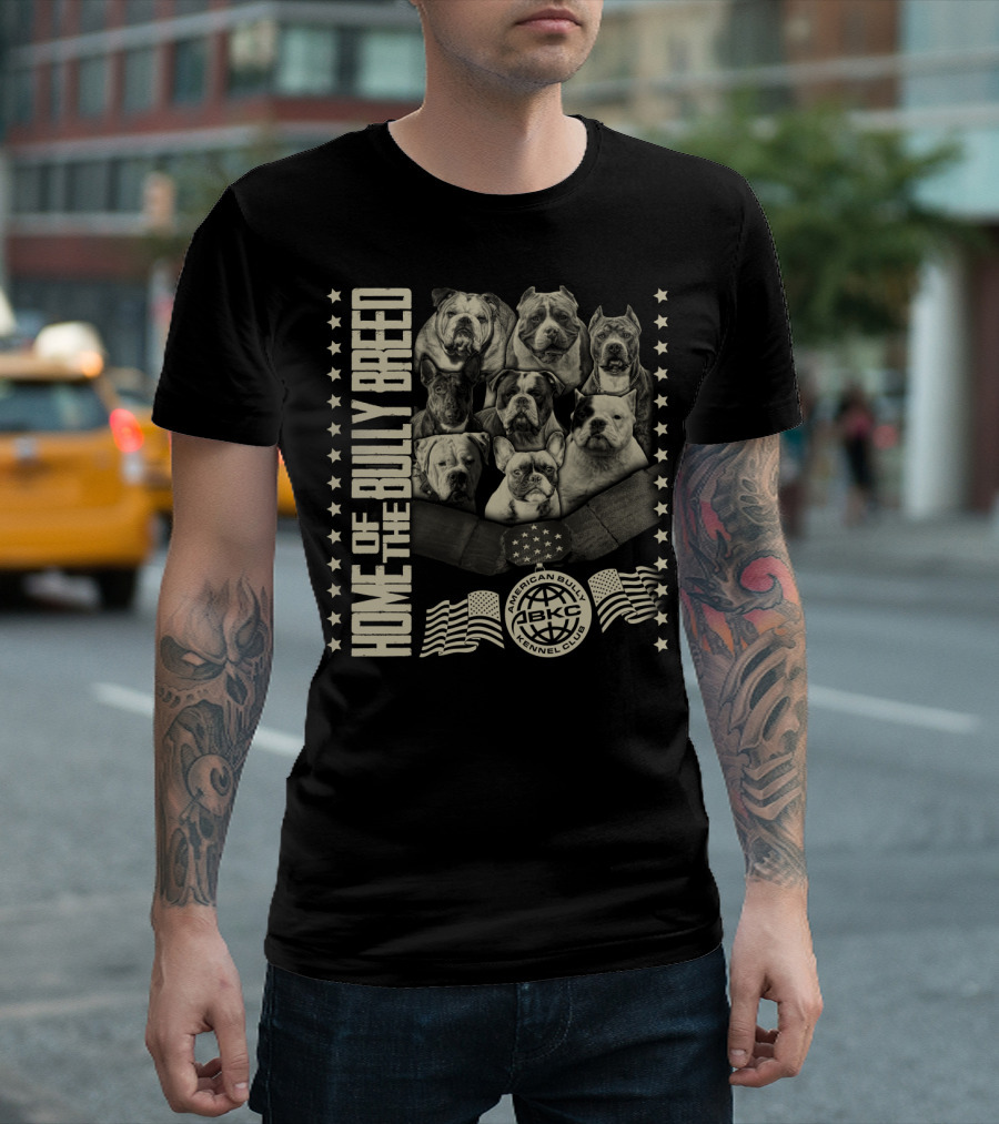 Home Of The Bully Breed ABKC American Bully Kennel Club Dogs and Stars T-Shirt