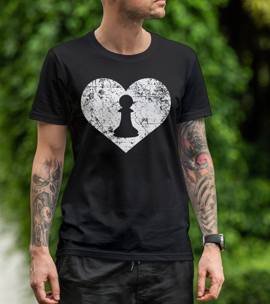 I Love Chess Pawn Piece Heart Chess Club Player T-Shirt