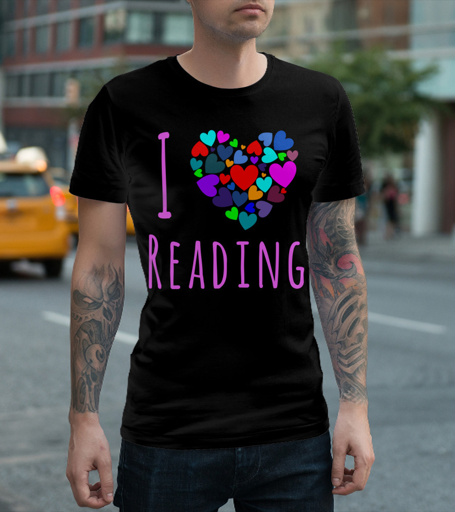 I Heart Reading Colorful Hearts Love Books Club T-Shirt