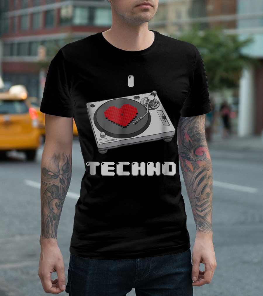 I Love Techno Festival Turntable Heart T-Shirt