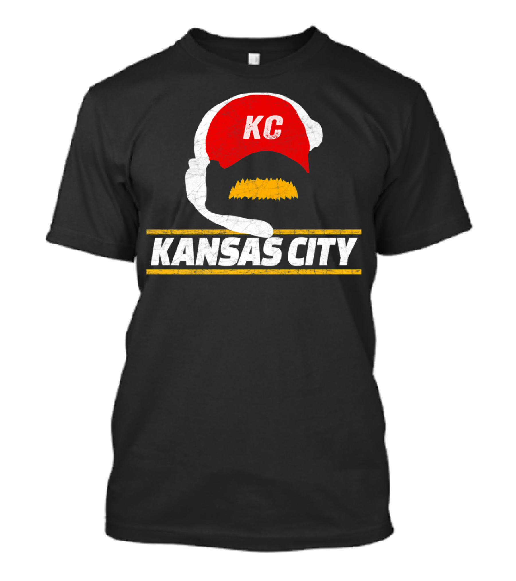 Kansas City KC Red Hat And Mustache T-Shirt
