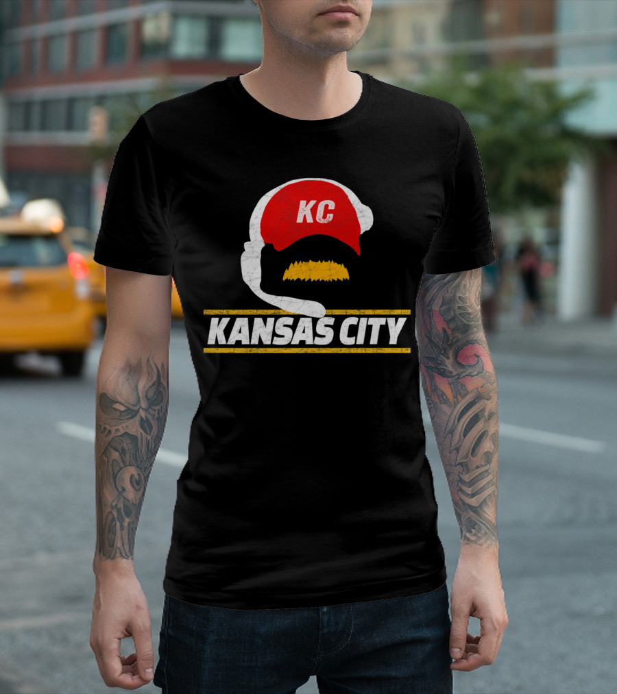 Kansas City KC Red Hat And Mustache T-Shirt
