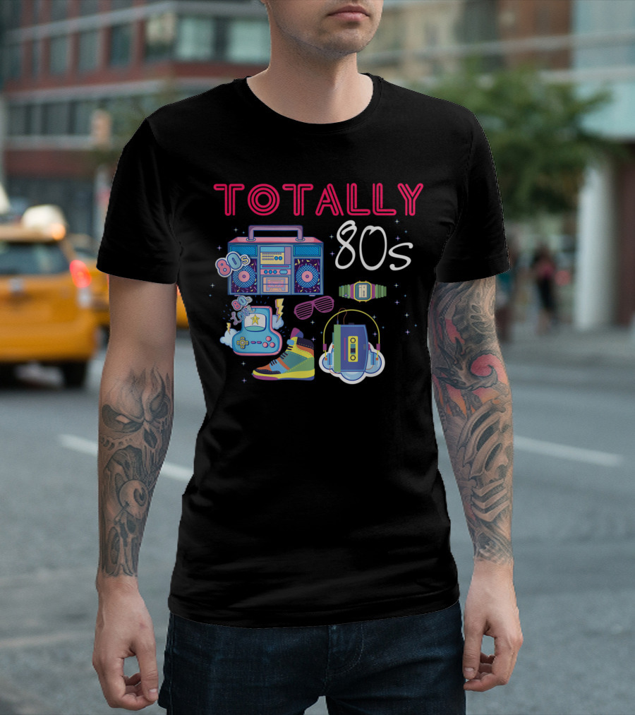 Totally 80s Retro Boombox Cassette Console Sneakers Sunglasses Watch T-Shirt
