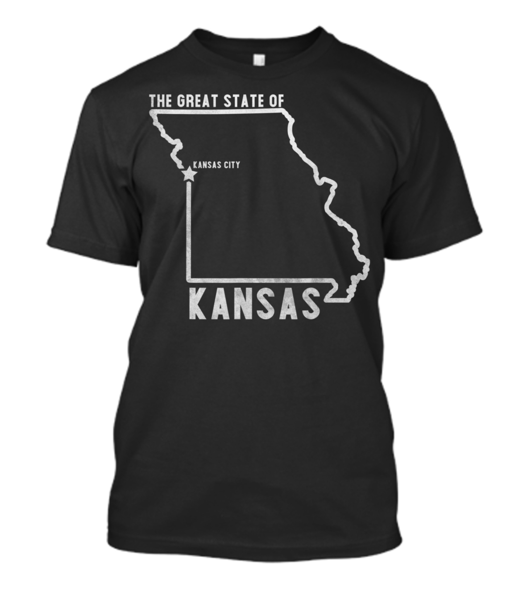 The Great State Of Kansas City Map Outline Misstate Kansas T-Shirt