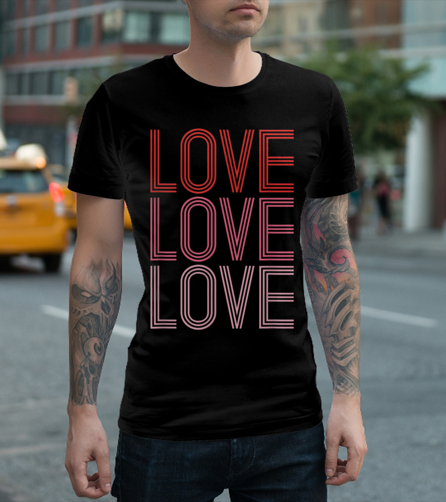 LOVE LOVE LOVE LOVE(3x) Dark Backgrounds Neon Text T-Shirt