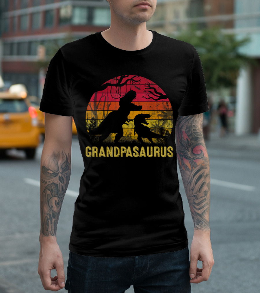 Grandpasaurus Rex Dinosaur Silhouette Father's Day Humor T-Shirt