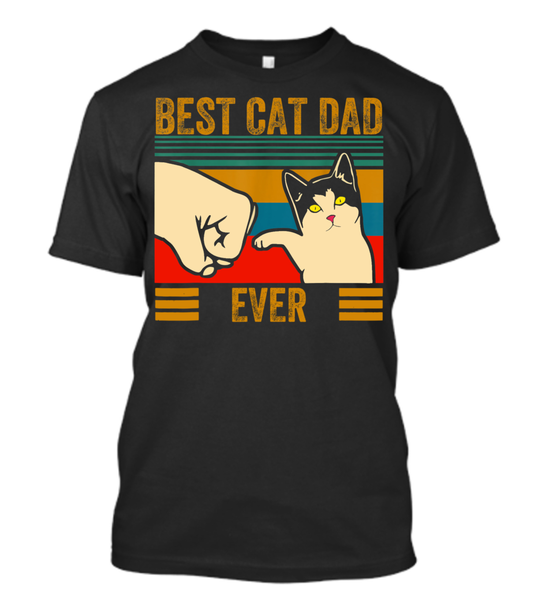 Vintage Best Cat Dad Ever Fist Bump Men's T-Shirt