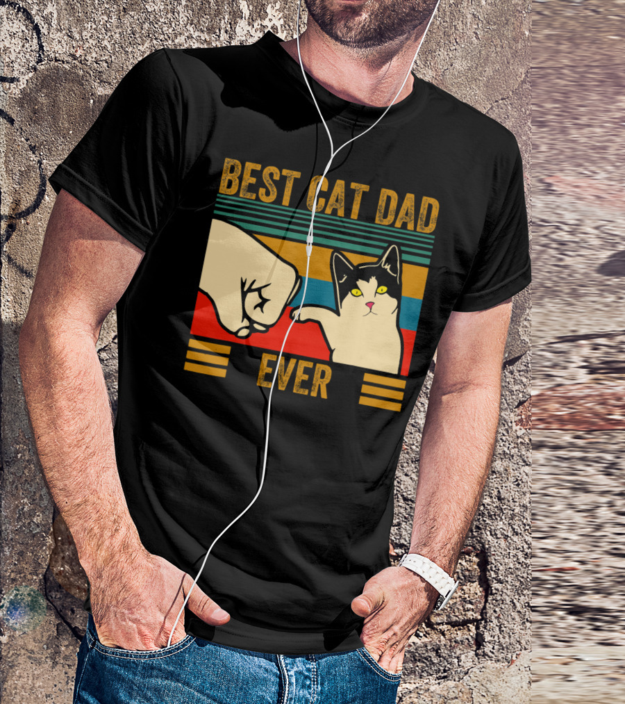 Vintage Best Cat Dad Ever Fist Bump Men's T-Shirt