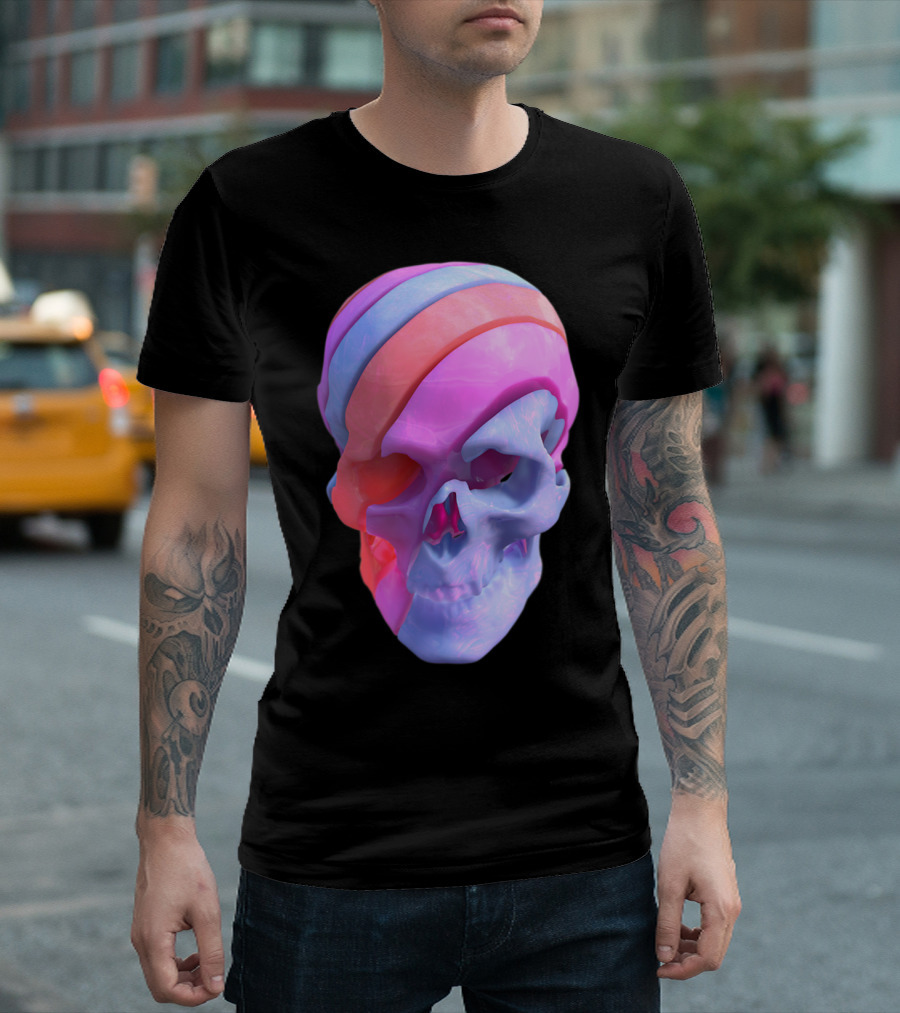 Sliced Skull Multicolor Layers T-Shirt