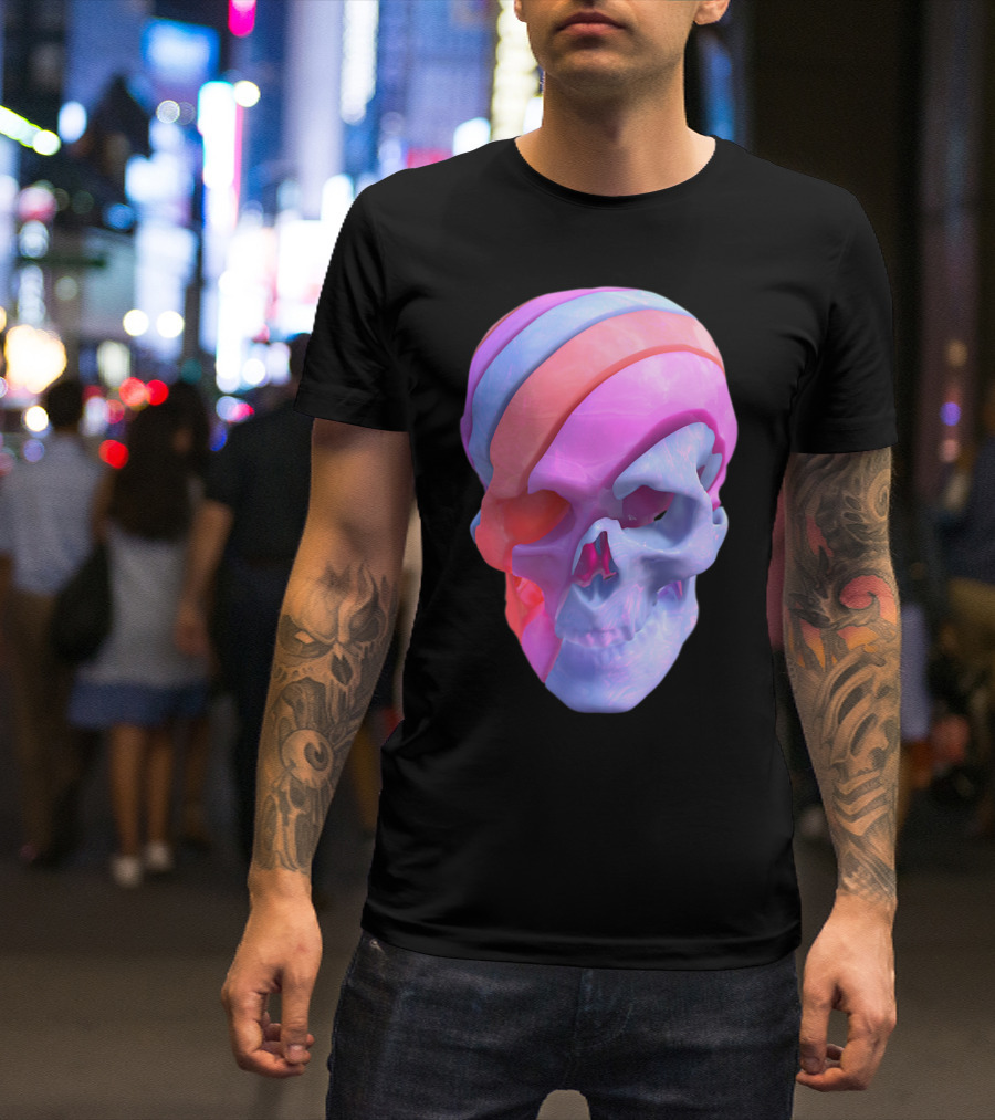 Sliced Skull Multicolor Layers T-Shirt