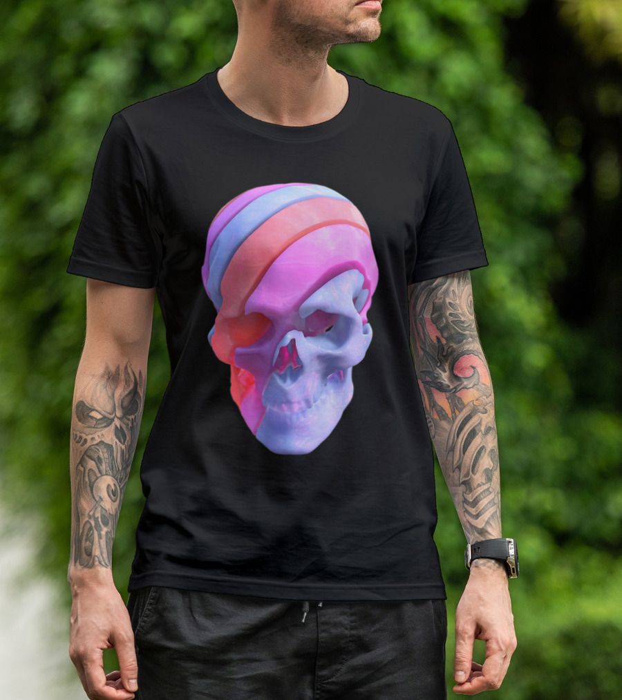 Sliced Skull Multicolor Layers T-Shirt
