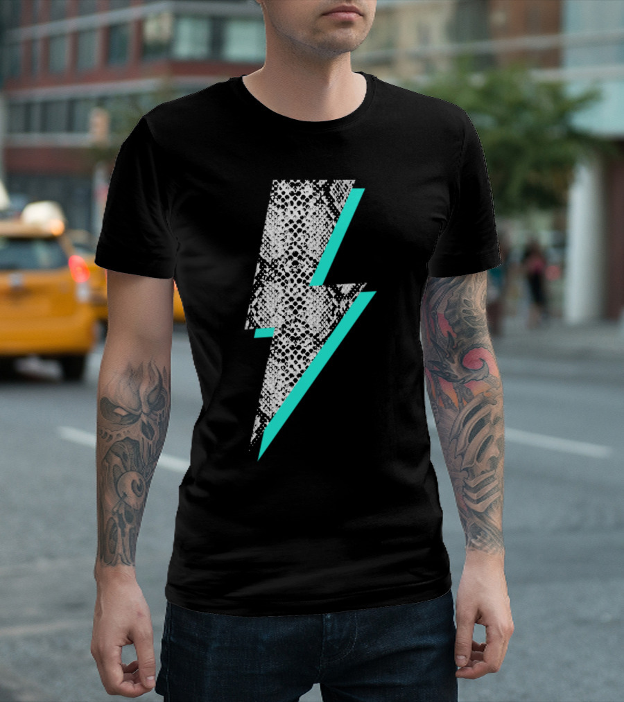 Snakeskin Patterned Lightning Bolt Animal T-Shirt