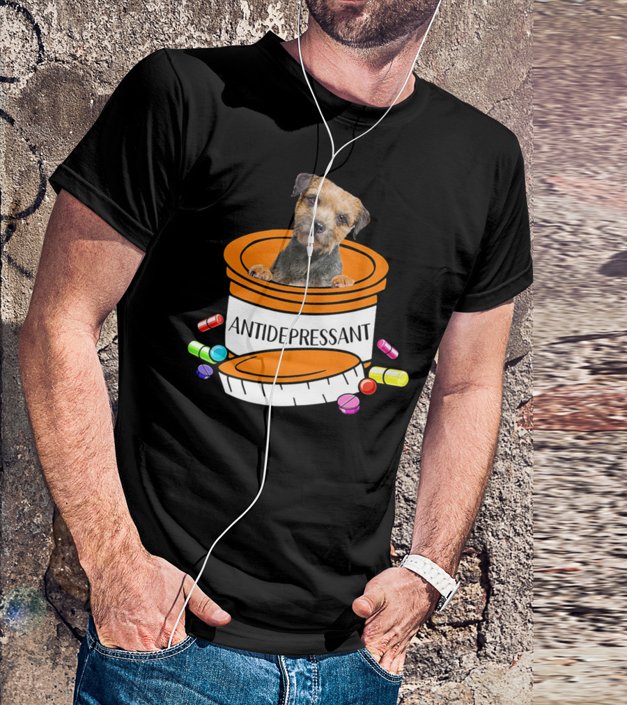 Border Terrier Antidepressant Prescription Container Popping Pills T-Shirt
