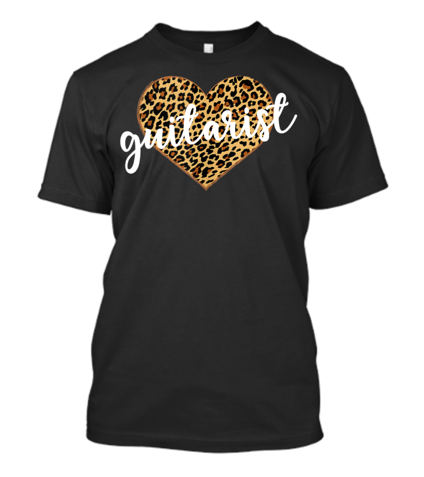 Guitarist Leopard Print Heart T-Shirt