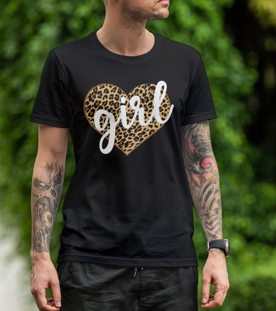 Girl Leopard Print Heart Fashion Trend T-Shirt