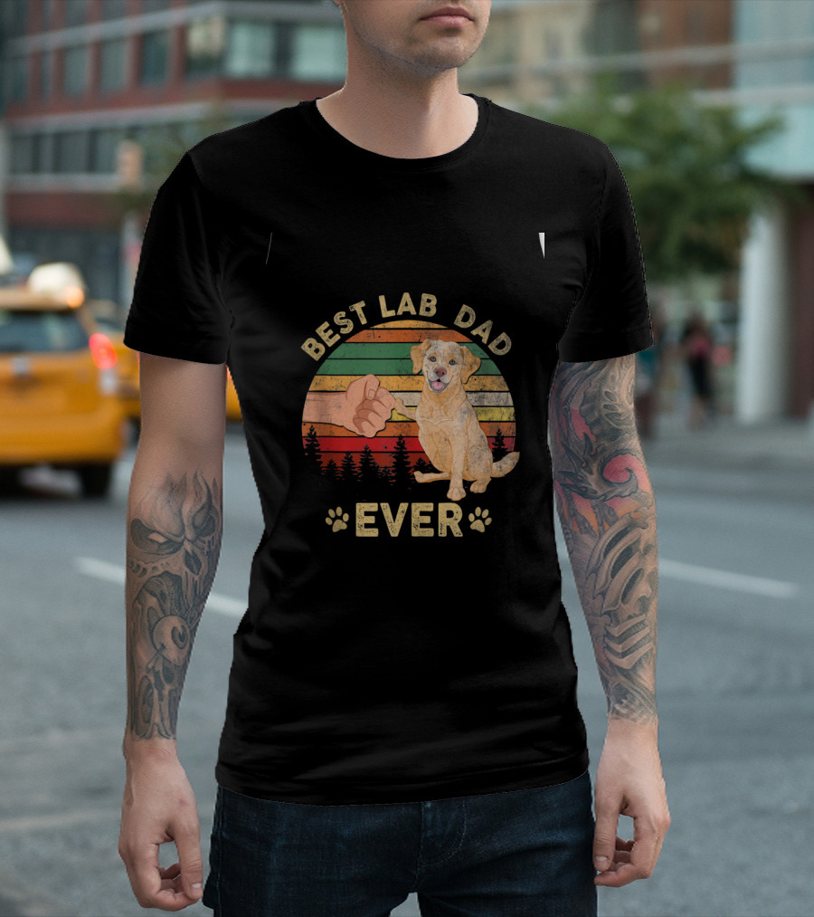 Best Lab Dad Ever Vintage Sunrise Labradors T-Shirt