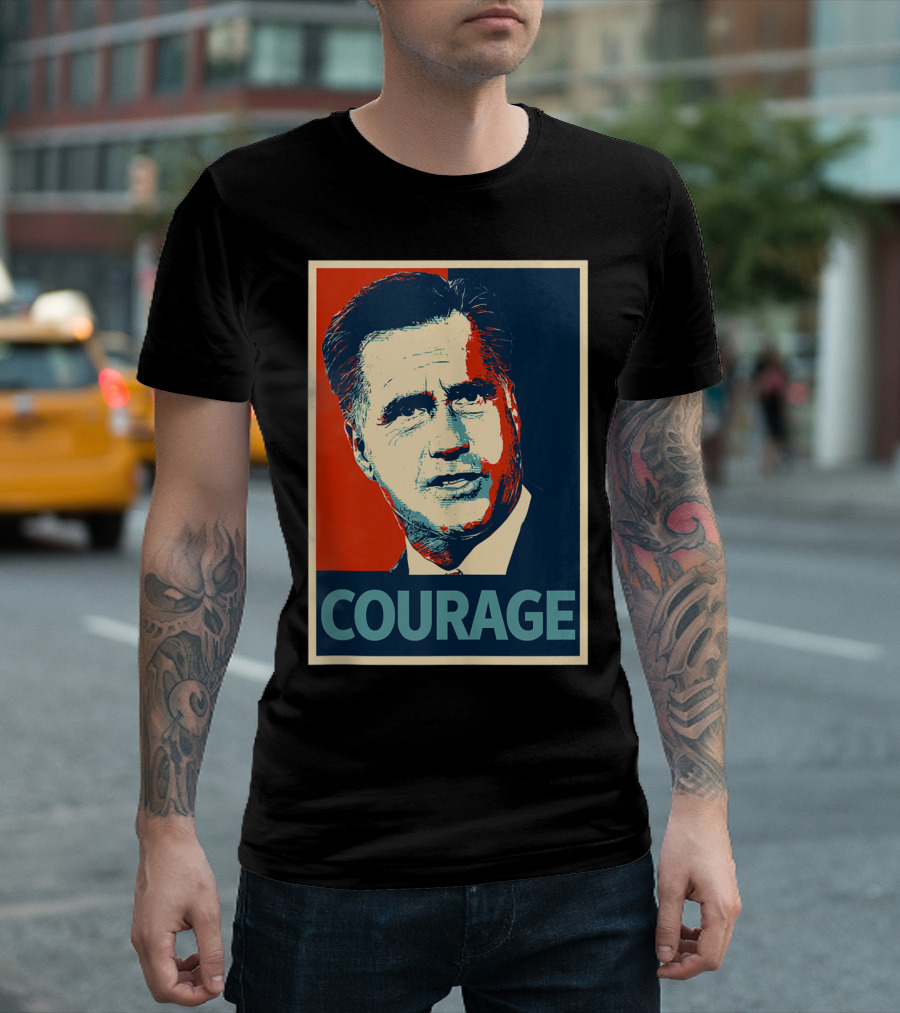 Mitt Romney Courage Iconic Red and Blue T-Shirt