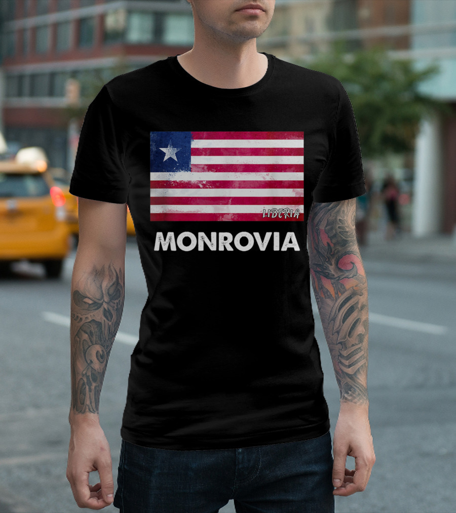 Monrovia Liberia Flag Design with Star and Stripes T-Shirt