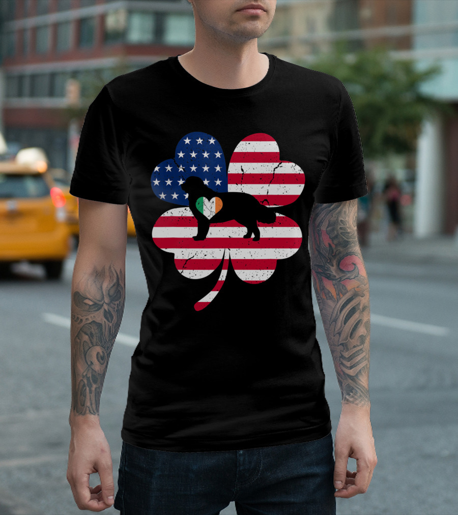 Newfoundland American Irish Flag Shamrock St Patrick's Day T-Shirt