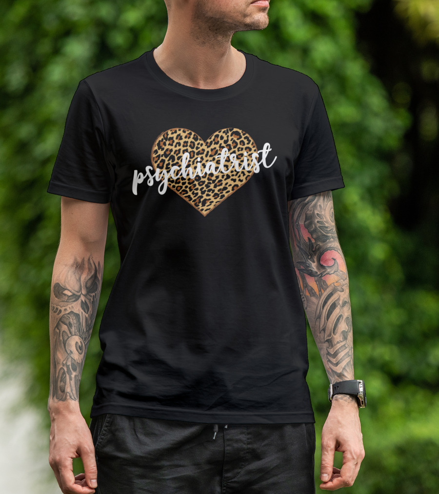 Psychiatrist Leopard Print Heart T-Shirt