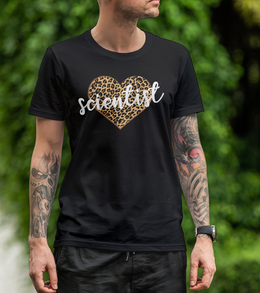 Scientist Leopard Print Heart T-Shirt