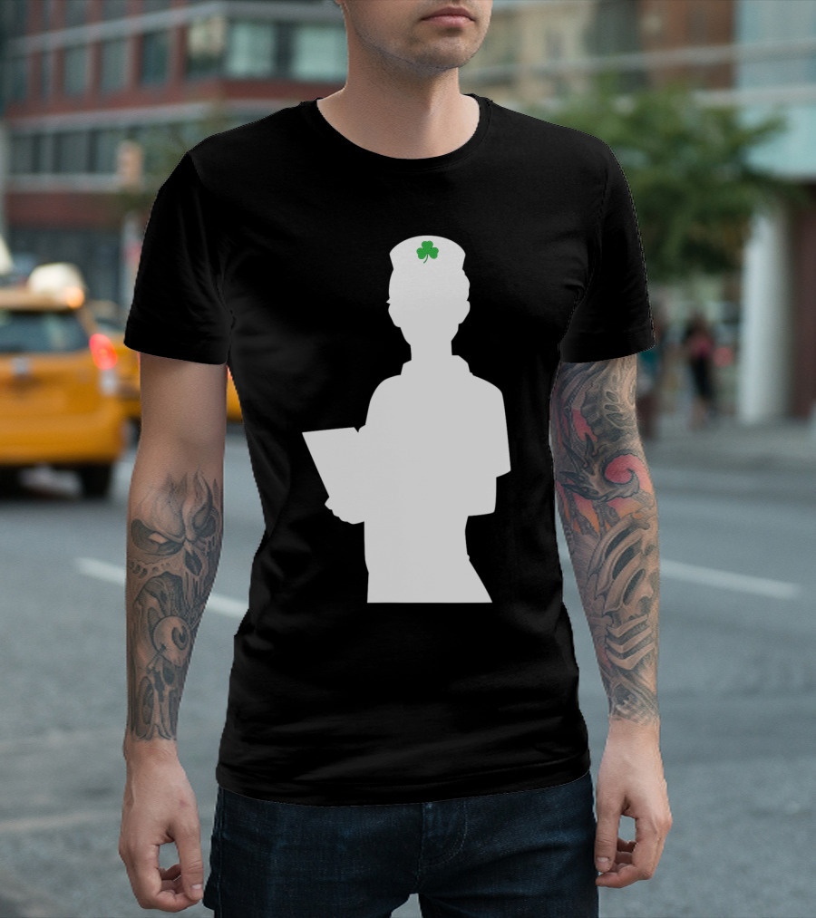St Patricks Day Nurse Silhouette With Shamrock Hat T-Shirt