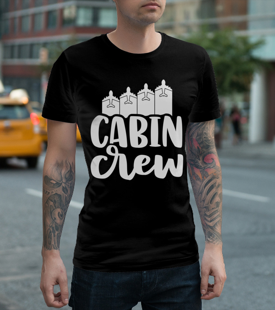Vintage Cabin Crew Flight Airplanes On Runway T-Shirt