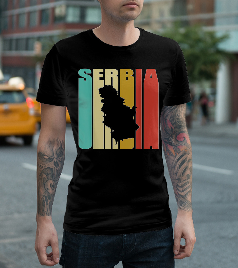 Serbia Retro Map Silhouette Vintage Series T-Shirt