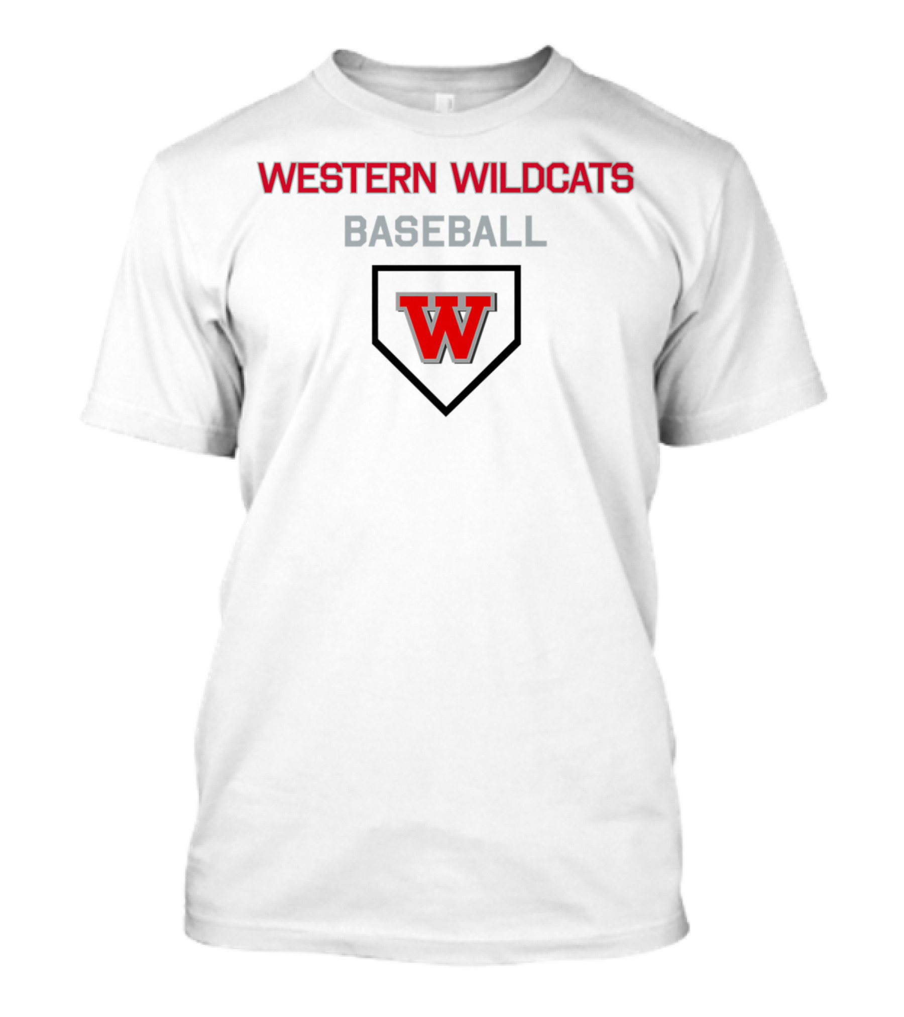 Western Wildcats Baseball Team Home Plate Emblem T-Shirt