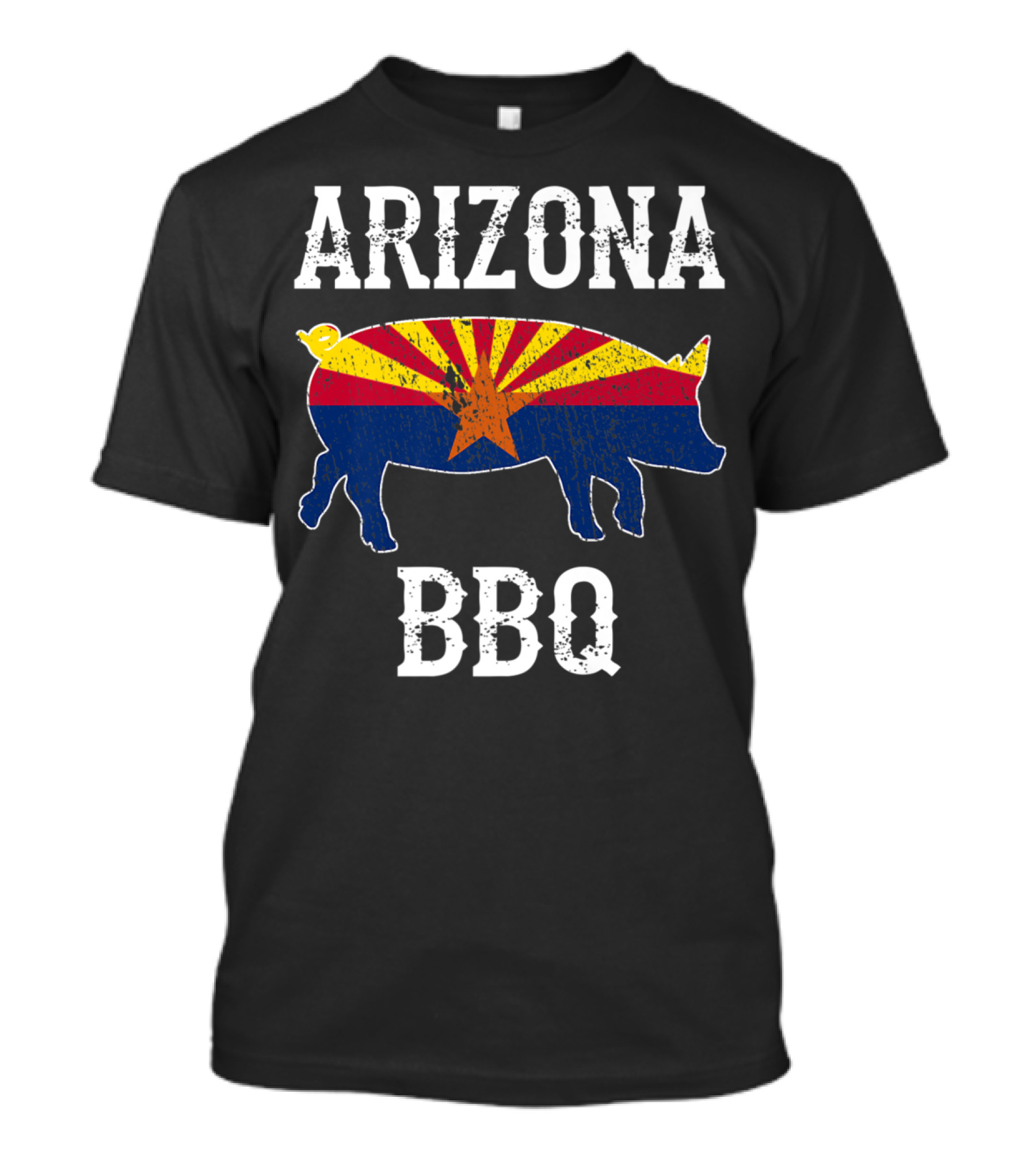 Arizona BBQ Pig With State Flag Grilling T-Shirt