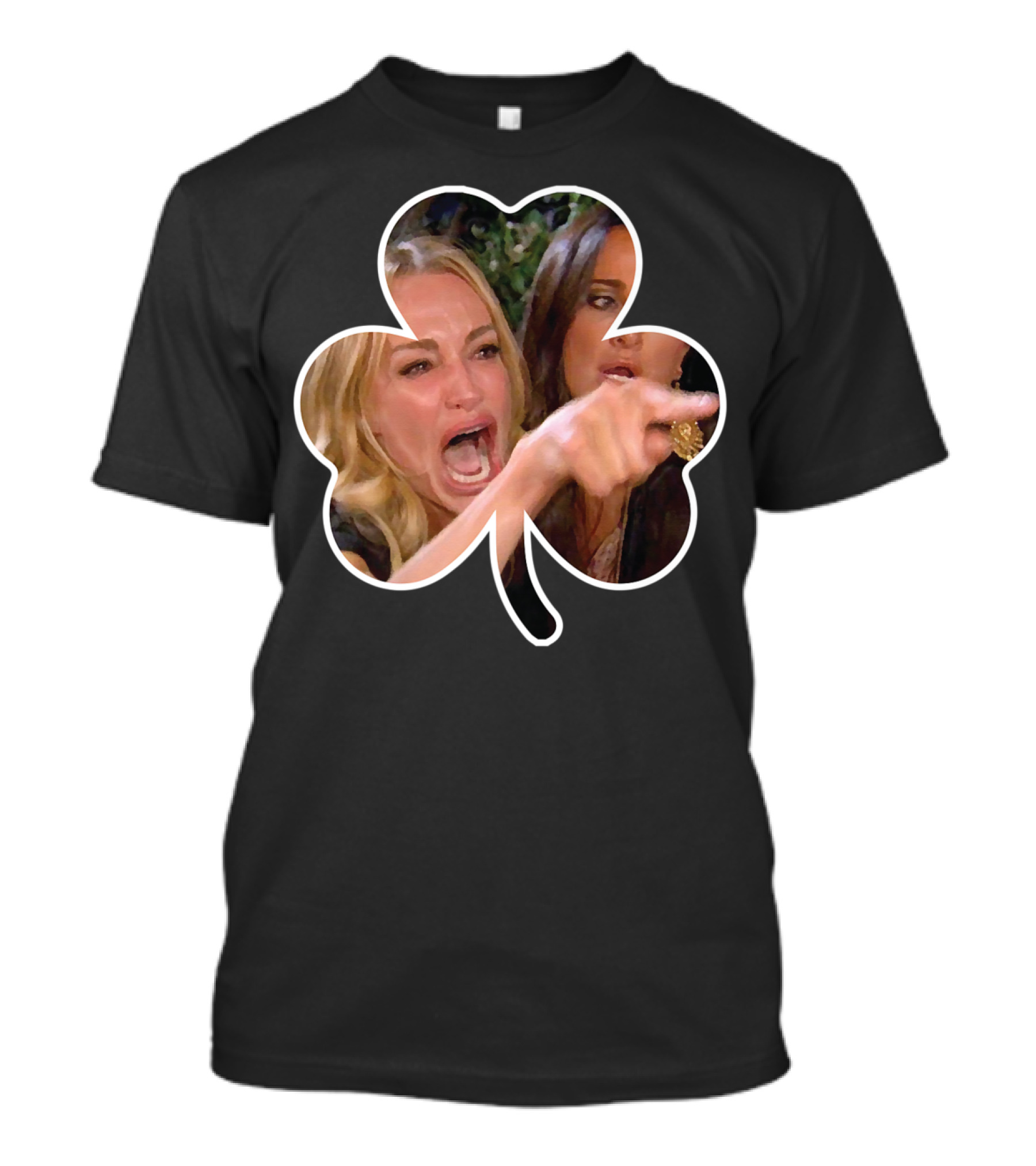 St Patrick's Day Shamrock Woman Yelling Meme T-Shirt