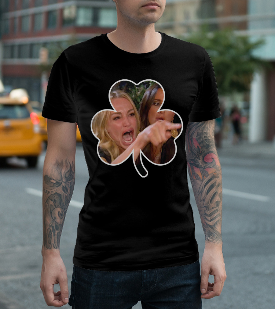 St Patrick's Day Shamrock Woman Yelling Meme T-Shirt