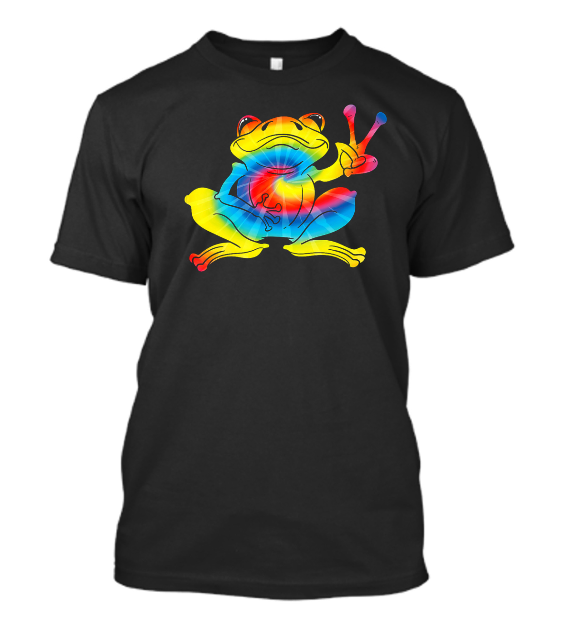 Cool Tie Dye Peace Frog Funny Hippie Tad Bright Colors T-Shirt