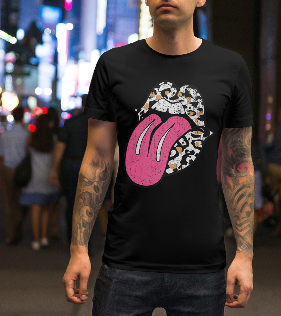 Rolling Stones Cheetah Lips Pink Tongue T-Shirt