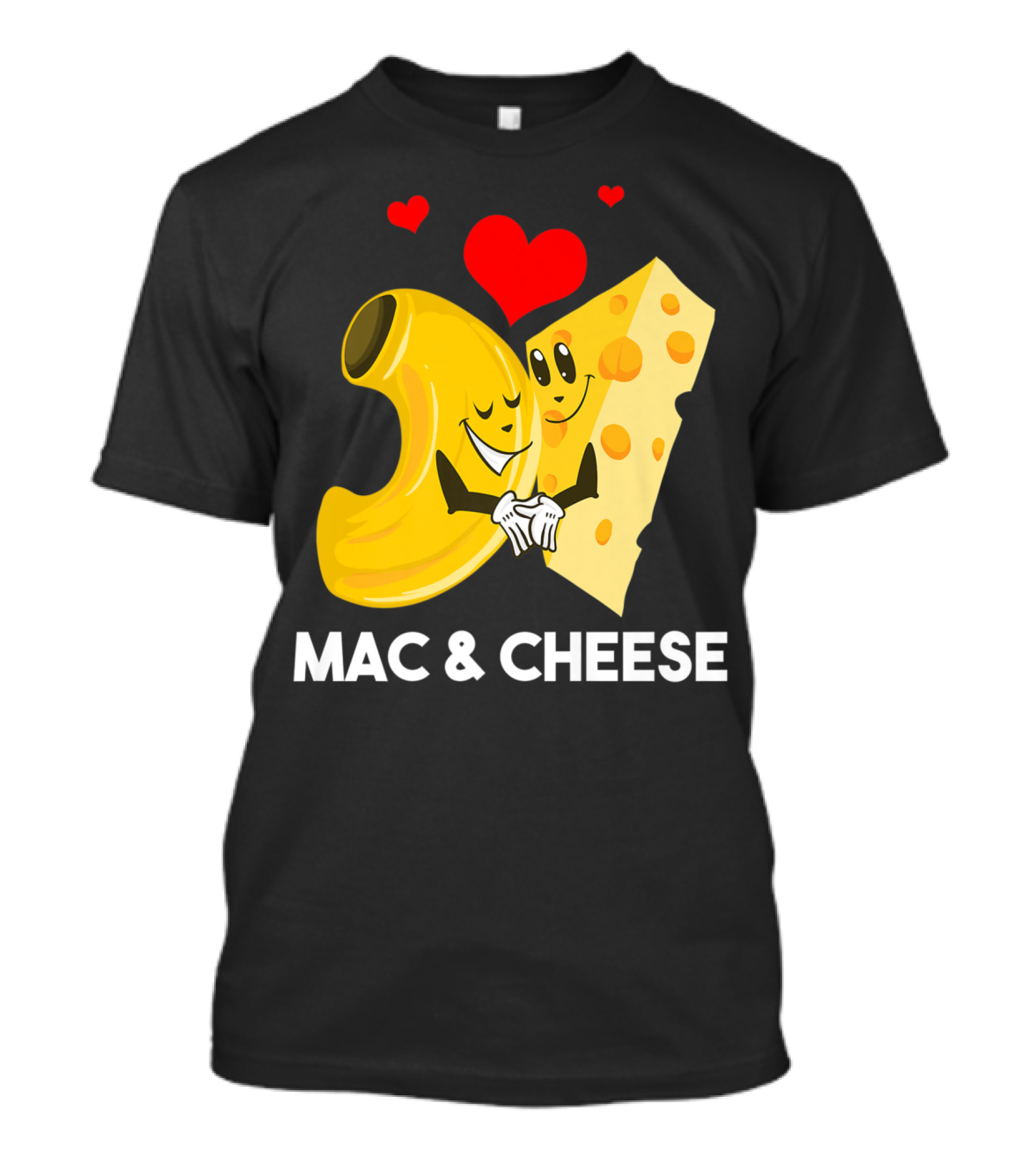Funny Mac And Cheese Love With Cool Macaroni And Cheese Hugging Hearts T-Shirt