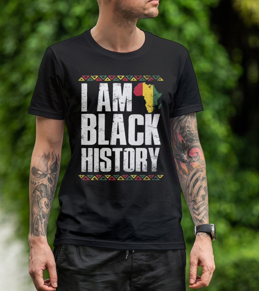 I Am Black History African America Map Colors T-Shirt