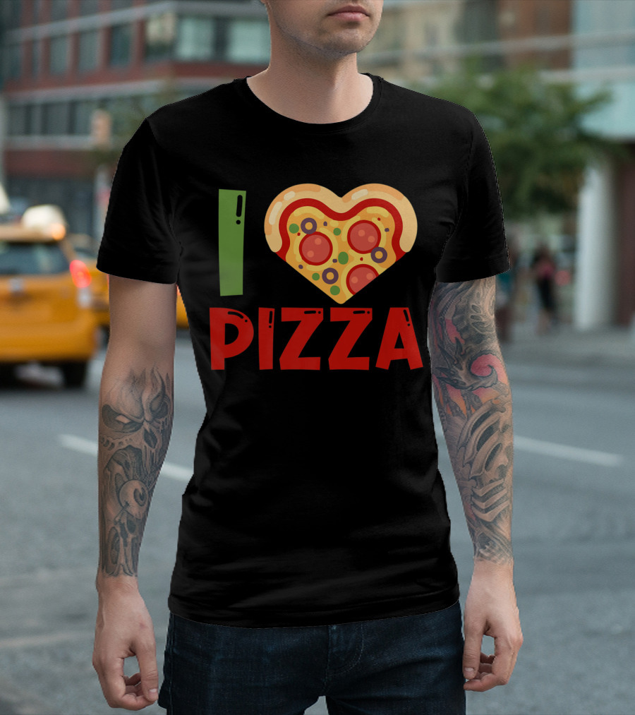 I Heart Shape Pizza Slice Love T-Shirt
