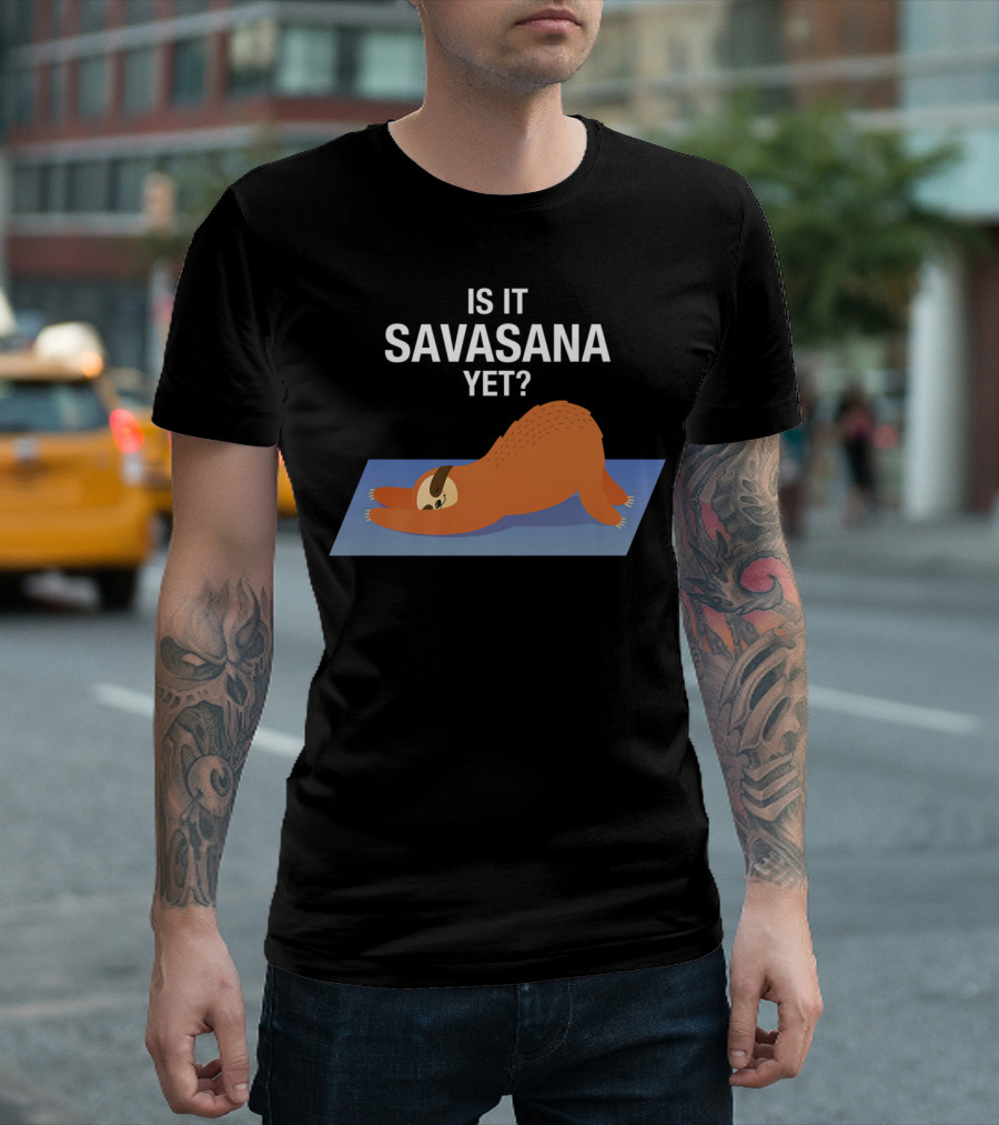 Is It Savasana Yet Sleeping Lazy Sloth Yoga Mat T-Shirt
