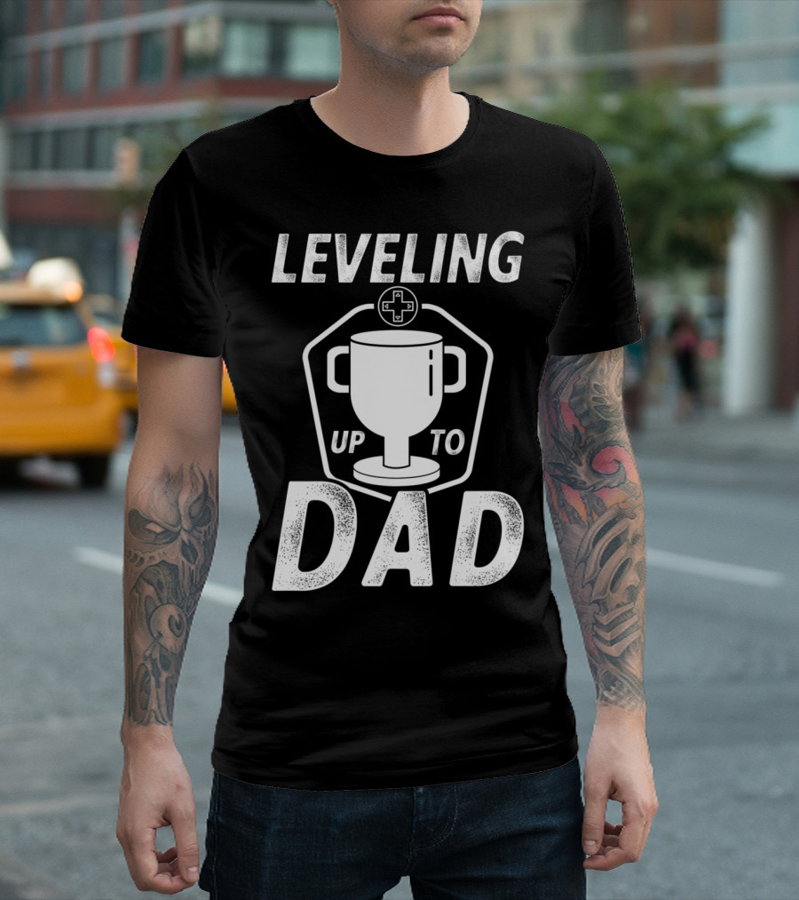Mens Video Game Leveling Up To Dad Funny New Dad T-Shirt