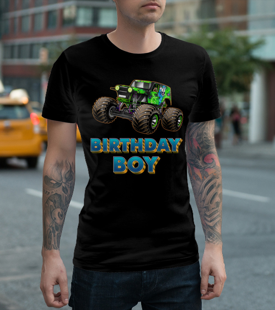 Birthday Boy Monster Trucks Are My Jam Cool Monster T-Shirt