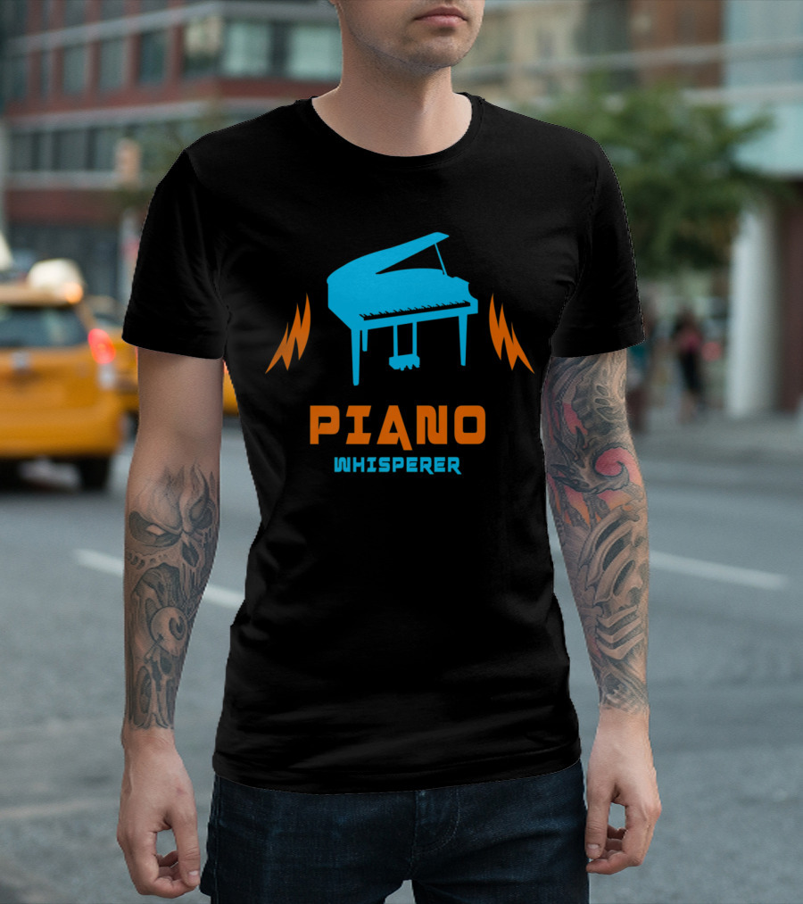Piano Whisperer Grand Piano With Sound Waves T-Shirt