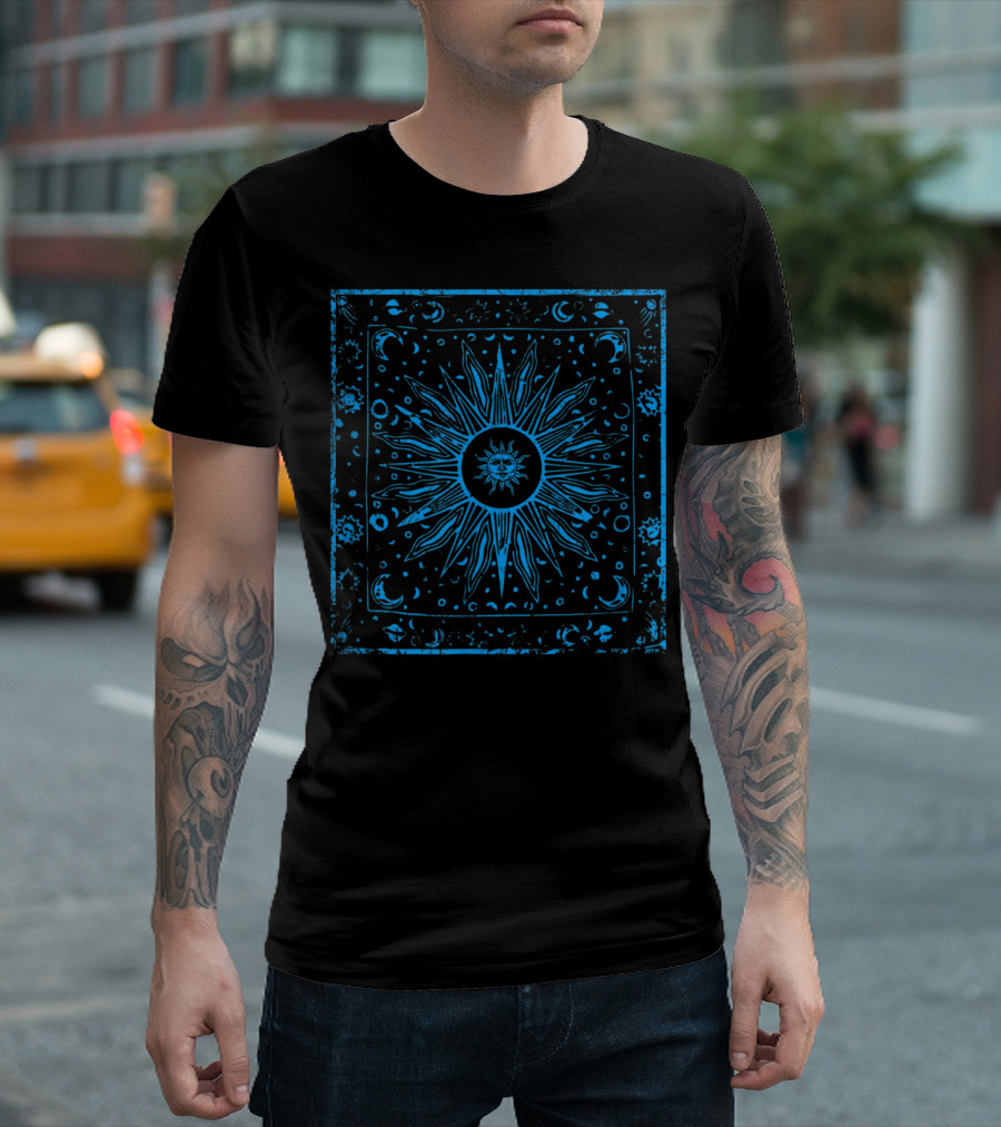 Celestial Sun Moon Stars Planet Cosmic Tapestry T-Shirt