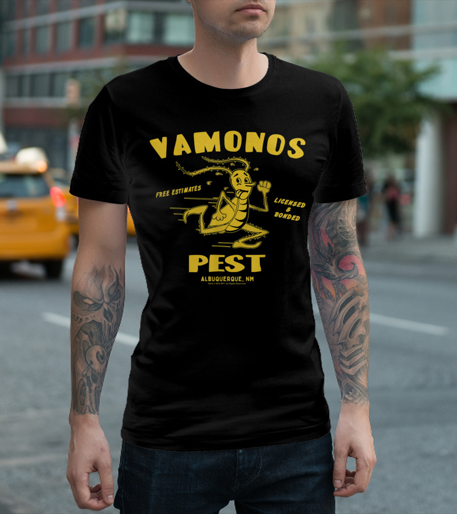 Vamonos Pest Free Estimates Licensed Bonded Albuquerque NM Breaking Bad Yellow Insect T-Shirt