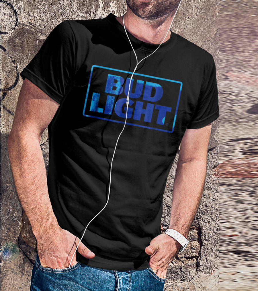 Bud Light Blue Rectangular Trademark Emblem T-Shirt