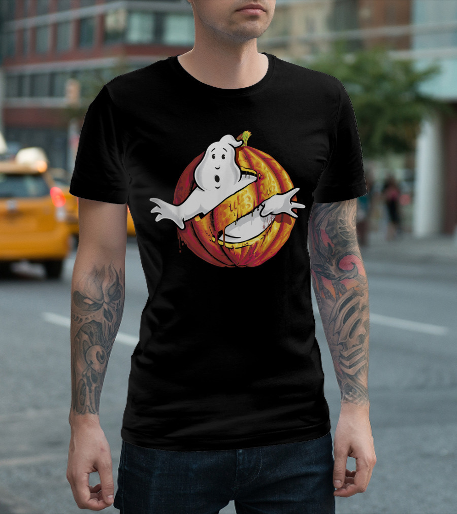 Ghostbusters Halloween Pumpkin Ghost Emblem T-Shirt